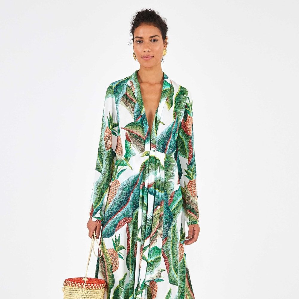 Forest Palm Maxi Dress Farm Rio size Small